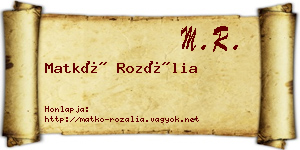 Matkó Rozália névjegykártya